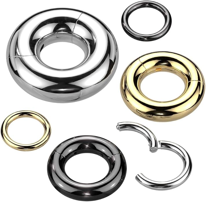 Pierced Owl 12GA-00GA Large Gauge F136 Implant Grade Titanium 12mm Diameter Hinged Segment Clicker Ring