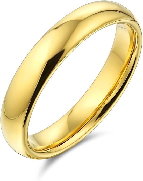 Bling Jewelry Plain Simple Dome Black Couples Titanium Wedding Band Ring For Men For Women Comfort Fit 4MM