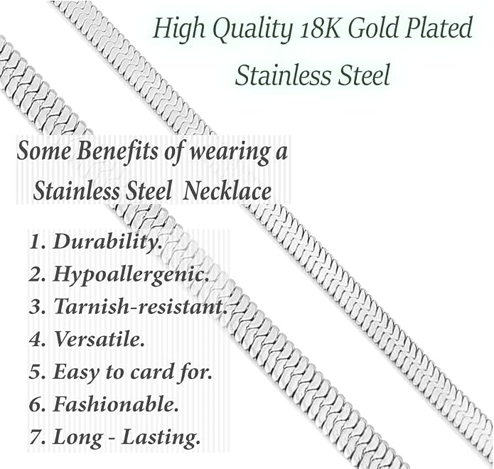 Herringbone Chain 316L Stainless Steel 14,16,18,20,22,24,27,30 inches Necklace for Men and Women in Gold, Silver Tone