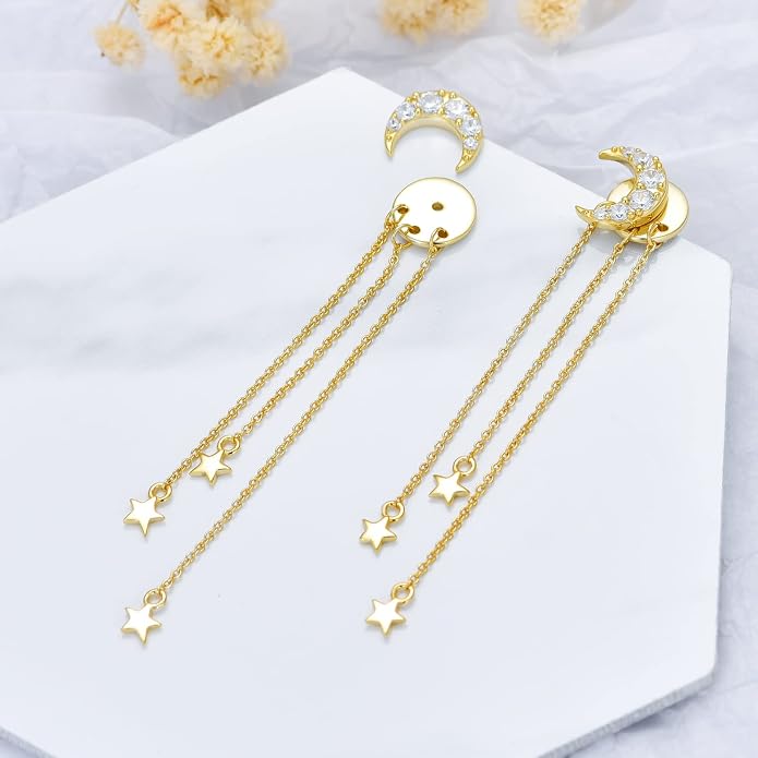 Sterling Silver Cross/Rose/Heart/Moon Star/Mushroom Dangle Drop Stud Earrings Jewelry Gifts for Women Girls