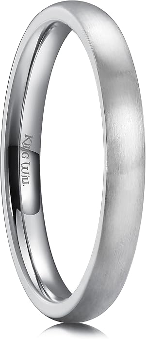 King Will Titanium Wedding Band for Men Women-Sliver/Black/Gold Plated Pure Titanium Wedding Ring, 3-9mm Widths Available Brushed Matte Design Comfort Fit Size 4-16