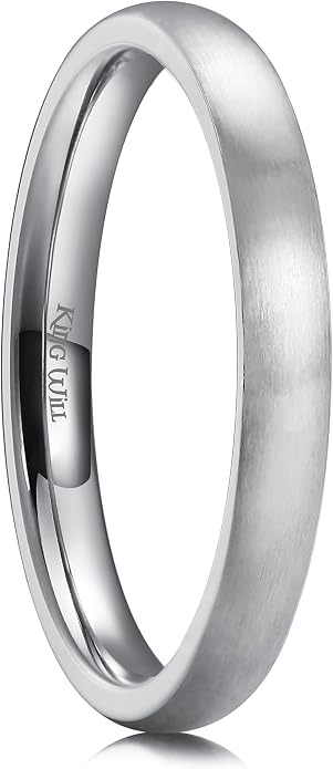 King Will Titanium Wedding Band for Men Women-Sliver/Black/Gold Plated Pure Titanium Wedding Ring, 3-9mm Widths Available Brushed Matte Design Comfort Fit Size 4-16