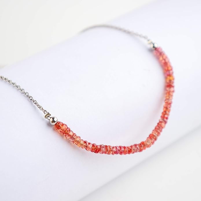 Natural Gemstone Dainty Pendant Necklace for Women Handmade Crystal Jewelry 925 Sterling Silver 18 Inch Chain Healing Chakra Christmas Birthday Gift for Her