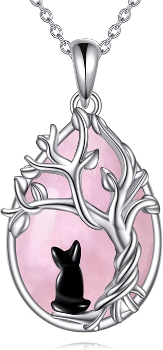 POPLYKE Sterling Silver Gemstone Teardrop Pendant Necklace Crystal Jewelry for Women