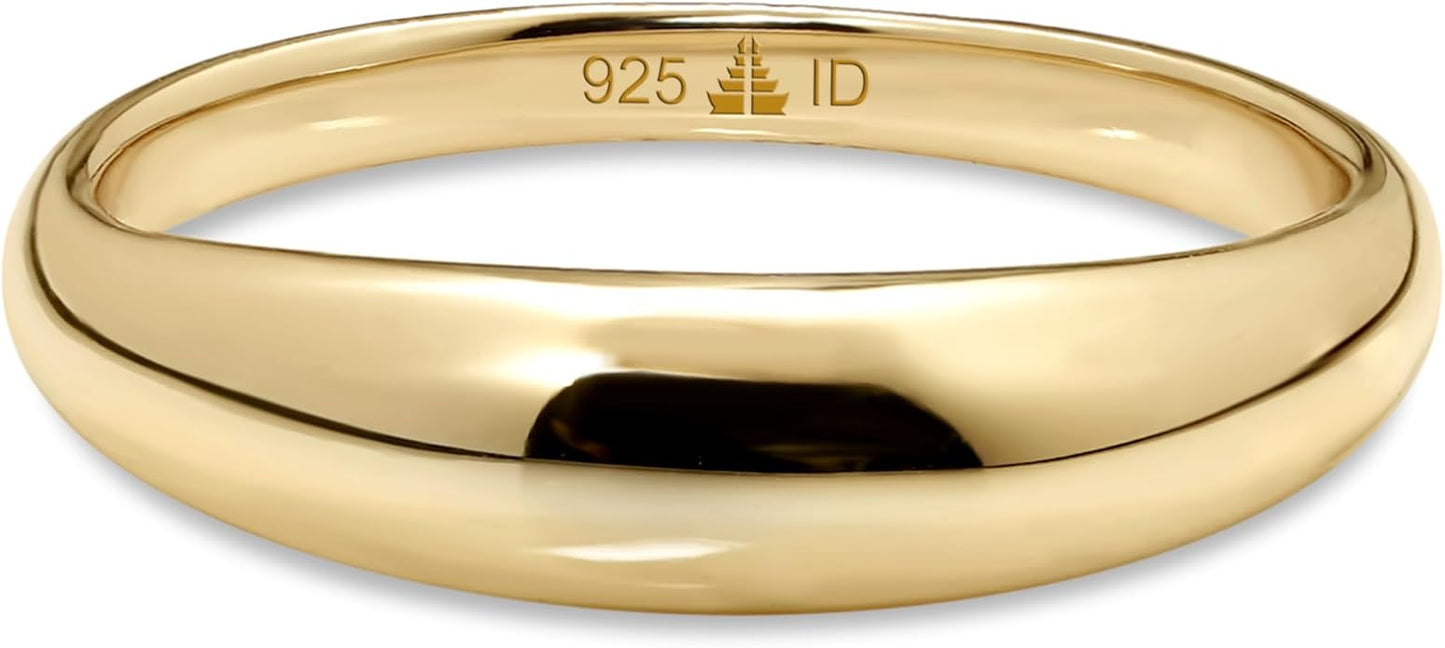 DEVATA Gold or Rhodium Plated Sterling Silver 925 – Eternity, Band Ring for Women – Heart, Knot, Clover, Infinity, Mariner, Cable, Curb, Cuban, Figaro, Daisy, Rope, Ribbed, Dome