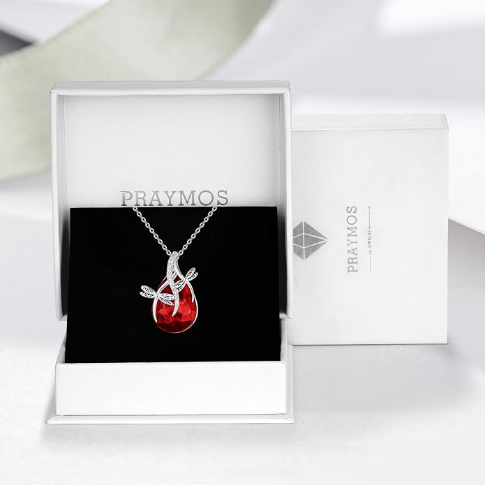 PRAYMOS S925 Sterling Silver Birthstone Necklaces for Women Dainty CZ Necklace Dragonfly Pendant Minimalist Jewelry Gift