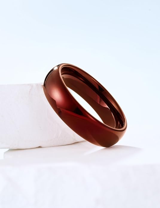 King Will Men's Women's Tungsten Carbide Ring 24k Gold Plated Rose Gold Plated Domed Polished Finish Wedding Band