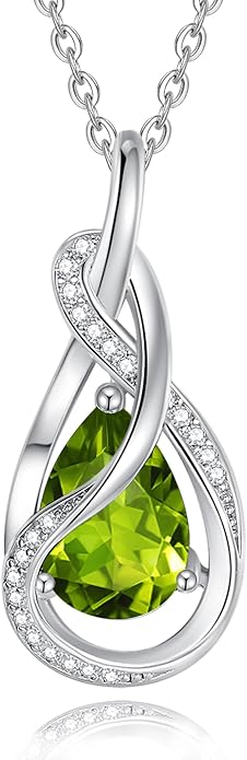 FANCIME TimelessTie Birthstone Necklace for Women White Gold Plated Sterling Silver Ribbon Design Jewelry Knot Pendant Fine Jewelry Gemstone Anniversary Birthday Graduation Mothers Day Gifts for Women Wife Mother Her