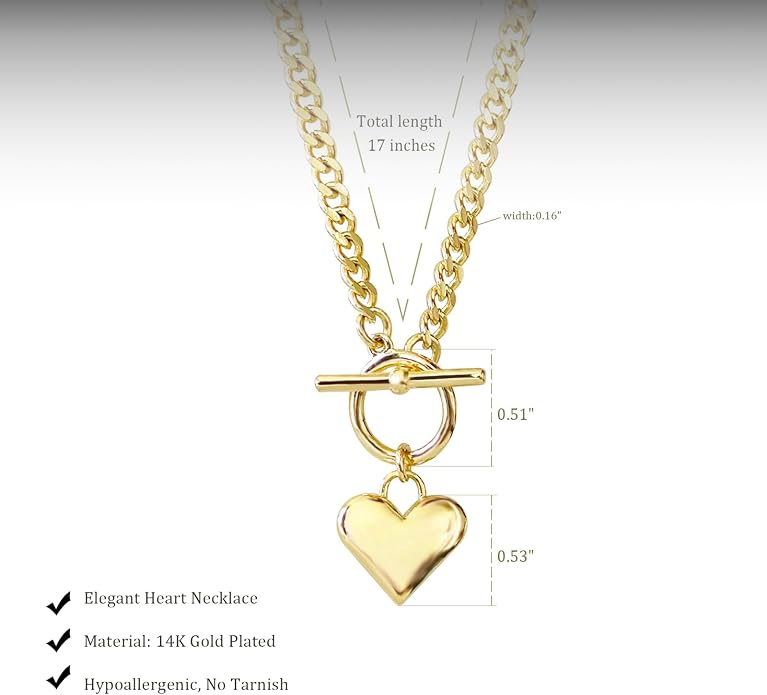 HERIER Cute Heart Necklace Dainty 18k Gold Plated Tiny Heart Pendant Choker Necklaces Small Gold Love Open Heart Chain Necklace for Women Simple Gold Necklace for Women Trendy Jewelry