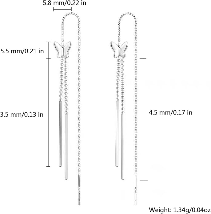 925 Sterling Silver Tassel Chain Dangle Earrings for Women Sparkling Long Fringe Dangle Drop Earrings Bling Line Minimalist Wedding Studs Earring Jewelry Birthday Christmas Gifts for Her