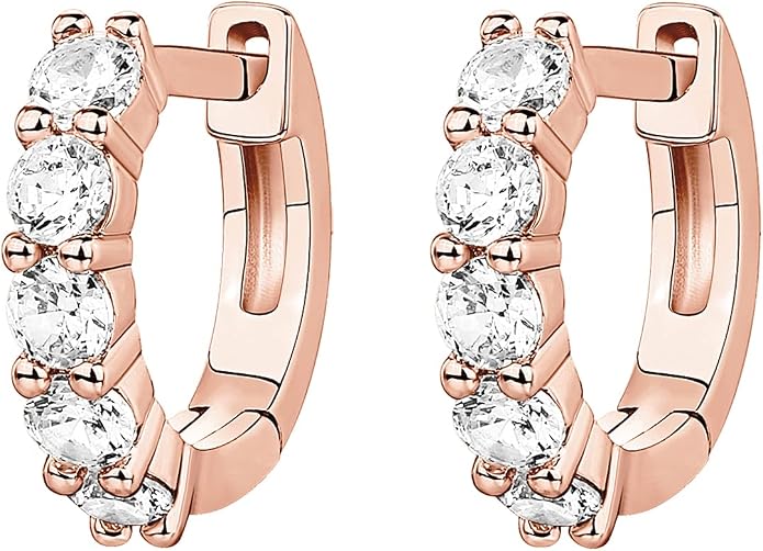 PAVOI 14K Gold Plated Huggie Earrings for Women - Gold Earrings Hoops with Heart Shaped Cubic Zirconia - Hypoallergenic Cartilage Trendy Fashion Huggie Hoop - Dainty Romantic Everyday Jewelry