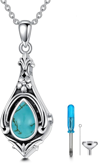 Seiyang Urn Necklace for Ashes 925 Sterling Silver with Birthstone Cremation Jewelry Keepsake Ashes Pendant Necklace Memorial Jewelry for Women Loved One