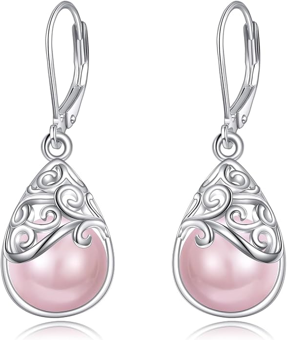 925 Sterling Silver Leverback Earrings Vintage Filigree Dangle Drop Earrings Jewelry Birthday Gifts for Women