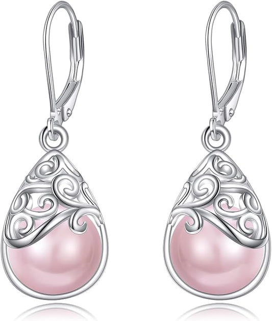 925 Sterling Silver Leverback Earrings Vintage Filigree Dangle Drop Earrings Jewelry Birthday Gifts for Women