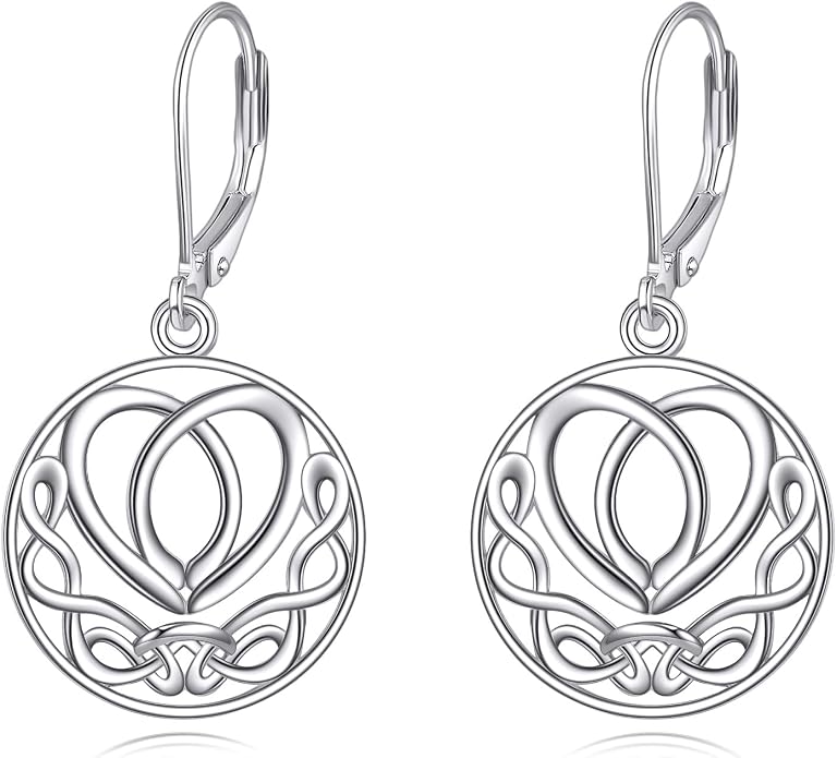 AOBOCO Abalone Shell Earrings for Women 925 Sterling Silver Airplane Celtic Knot Dangle Leverback Earrings Jewelry Mothers Day Birthday Gifts for Mom Friends