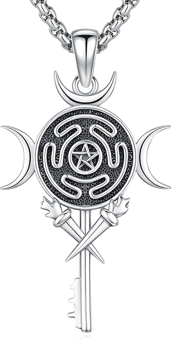 Pentagram/Celtic Knot/Witches Knot/Santa Muerte/Triple Moon Goddess/Baphomet/Hecate Necklace Sterling Silver Magic Wiccan Amulet Pagan Jewelry for Women Men