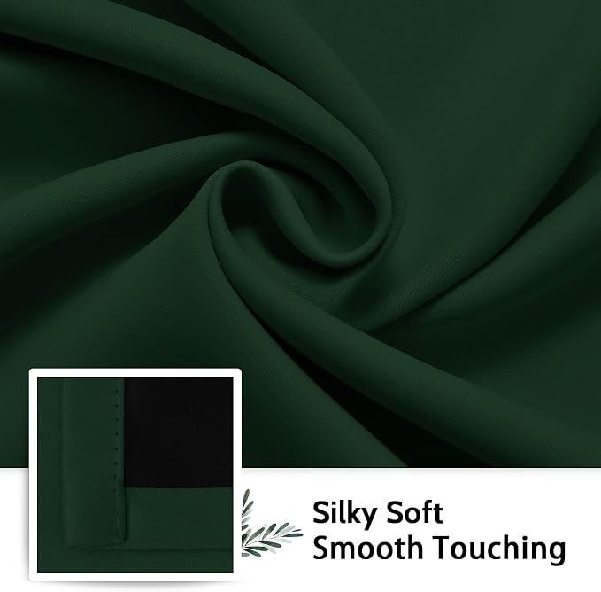 SimpleHome Pine Tree Green 100% Blackout Curtains Room Dark Living Room 63 | Curtains for Bedroom,Thermal Insulated Grommet Window Drapes,Curtains for Living Room with Black Back,52 x 63 Inch,2 Panels