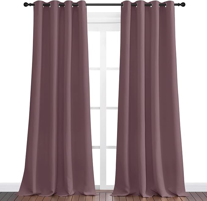 NICETOWN Dry Rose Blackout Curtains 102" Long for Office, Dining Room, Guest Room, 55" Wide, 2 Pieces, Sound Reducing Heat and Cold Block Curtain Panels for Modern Room Decorative