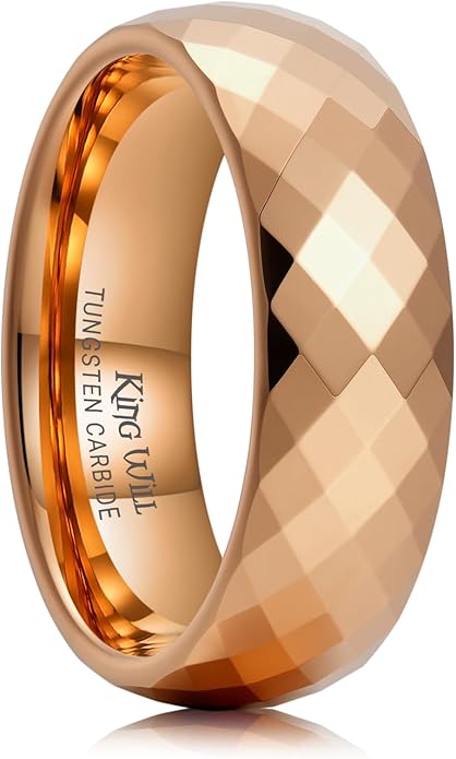 King Will Tungsten Carbide Wedding Ring for Men Women Promise Ring for Couple 2mm/4mm/6mm Black/Silver/Gold/Rose Gold Multi-faceted Shining Luster High Polished Wedding Band Comfort Fit