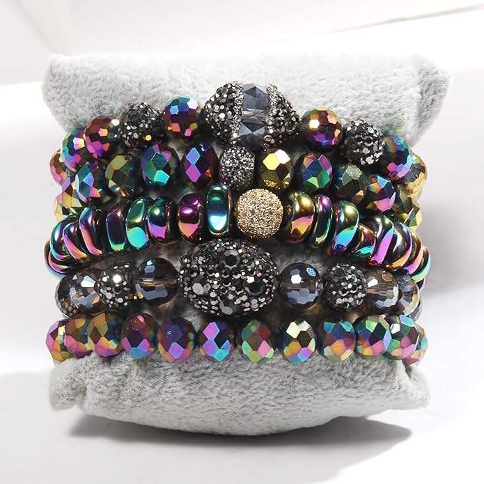 Yomisa 5PCS 6PCS Natural Boho Beaded Bracelets/Bangle for Women Men,Healing Turquoise Jasper Agate Crystal Gemstone Stone Chakra Multilayer Wrap Bohemian Handmade Jewelry Beads Stretch Bracelet Set