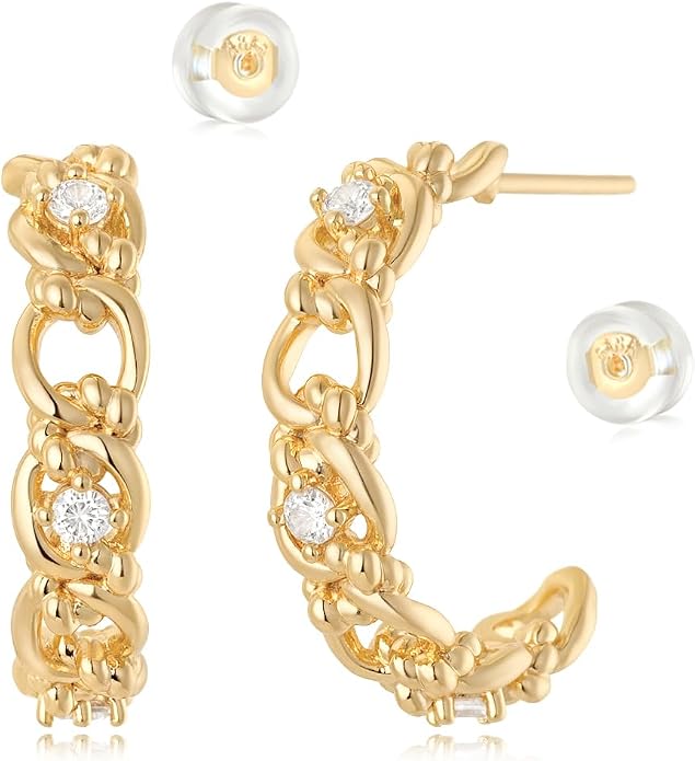 MYEARS Women Hoop Earrings Gold 14K Gold Filled Small Simple Handmade Hypoallergenic Everyday Illusion Jewelry