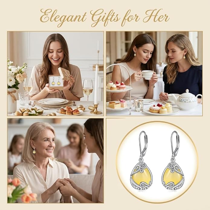 Teardrop Tree of Life/Filigree Earrings for Women Dangle Leverback Earrings Jewelry Gift Anniversary For Her