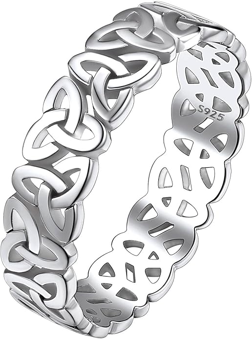 Suplight S925 Sterling Silver Celtic Knot/Evil Eye/Infinity Symbol Band Ring, 2/3/5/8mm Vintage Finger Thumb Ring for Women Size 4-13 (with Gift Box)