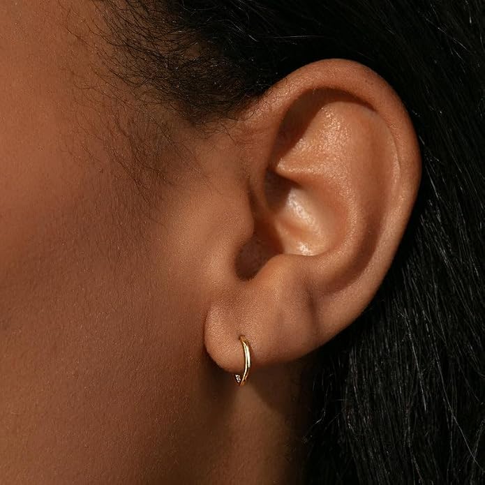 Carffordo 925 Sterling Silver Hoop Earrings - Small Huggie Earrings for Women, Hypoallergenic Trendy Cartilage Silver Earrings, Lightweight Jewelry