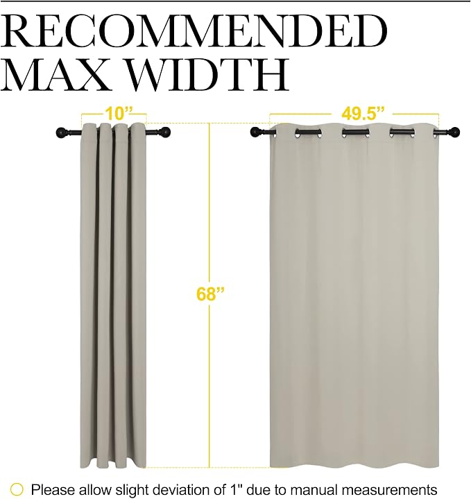 NICETOWN Room Darkening Curtain Panels for Cafe, Thermal Insulated Grommet Room Darkening Draperies/Drapes for Window (Natural, 2 Panels, W55 x L68 -inch)