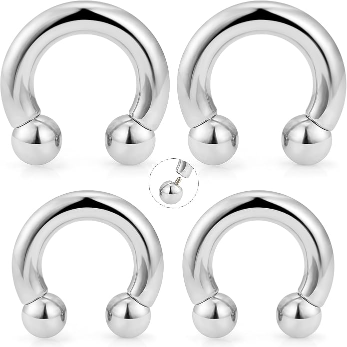 20G-00G Septum Rings Ear Gauges Earrings Stretching Kit 316L Surgical Steel Horseshoe Septum Pa Piercing Jewelry for Women 10mm 12mm 14mm 16mm