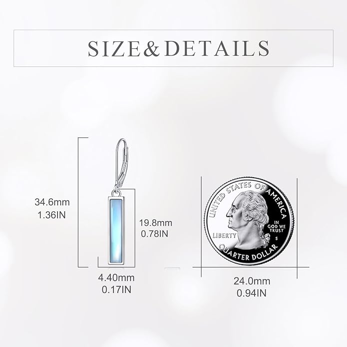 CRMAD Abalone Shell Bar Earrings for Women Sterling Silver Leverback Earrings Abalone Jewelry Gift