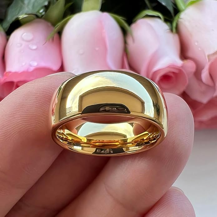 TUTISS 4mm 6mm 8mm 10mm Silver/Gold/White Tungsten Rings for Men Women Couple Fashion Jewelry Anniversary Engagement Wedding Bands Domed Polished I Love You Engraved Comfort Fit