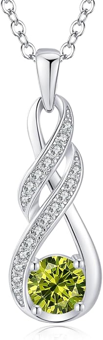 Birthstone Necklaces for Women 925 Sterling Silver Infinity Pendant Created Gemstone Jewelry for Her, 16"+2"