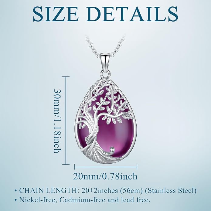 Tree of Life Necklace Family Teardrop/Heart Pendant Mother Jewelry Gifts for Women Grandma Wife Mom