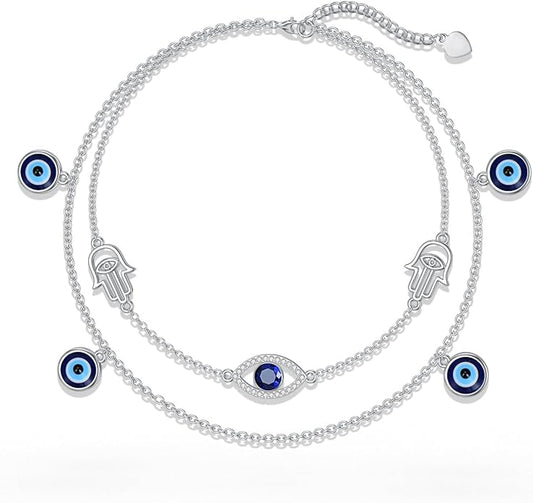 Dorunmo Anklet Bracelets For Women 925 Sterling Silver Birthstone/Infinity/Butterfly/Evil Eye/Turtle/Pineapple/Starfish/Heart Anklets Bracelets Jewelry Gifts for Women
