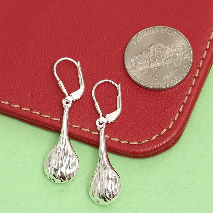 LeCalla 925 Sterling Silver Leverback Drop Earrings Lightweight Bohemia Teardrop Drop Dangle Earring for Women
