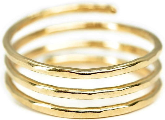 Mu-Yin Jewelry Adjustable Gold Ring for Women | 14K Gold-Filled Modern Minimalist Stacking Ring, Dainty Handmade Jewelry, Open Band, MEDIUM Size 8, Made in USA