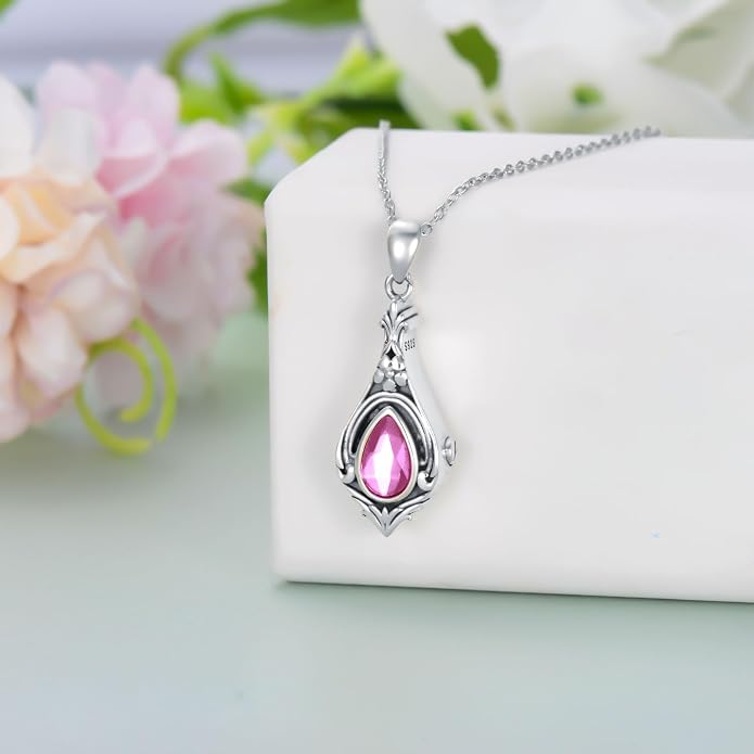 Seiyang Urn Necklace for Ashes 925 Sterling Silver with Birthstone Cremation Jewelry Keepsake Ashes Pendant Necklace Memorial Jewelry for Women Loved One