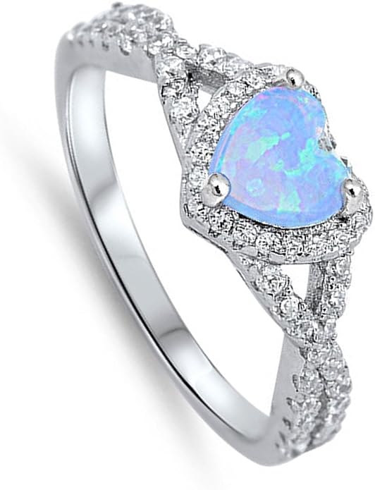 CHOOSE YOUR COLOR Sterling Silver Heart Halo Promise Ring