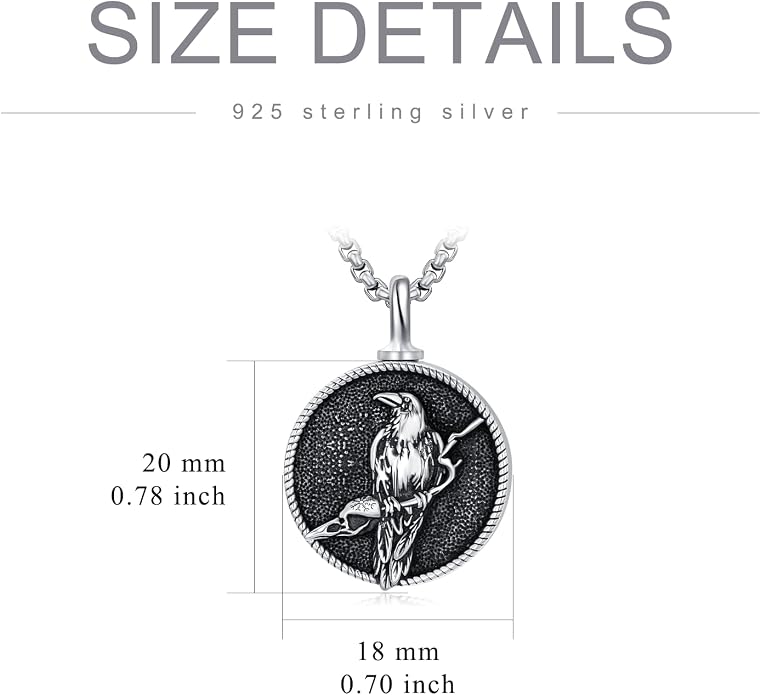 Viking Necklace for Men S925 Sterling Silver Odin/Troll Cross/Compass/Raven/Valknut/Axe Rune Amulet Necklace Norse Jewelry for Christmas Birthday