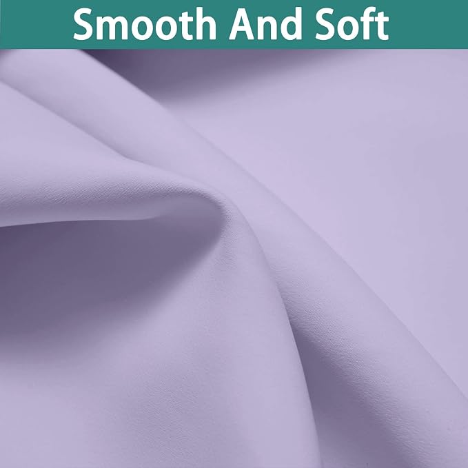 Yakamok Lilac 100% Blackout Curtains 96 Inches Long for Bedroom 52" Wide | Blackout Curtain Panels for Bedroom, 2 Thick Layers Grommet Top Thermal Insulated Drapes with Black Liner for Living Room