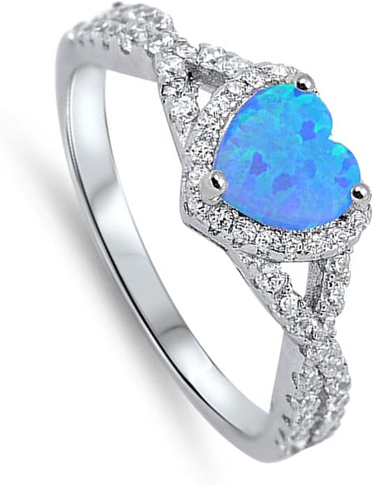 CHOOSE YOUR COLOR Sterling Silver Heart Halo Promise Ring
