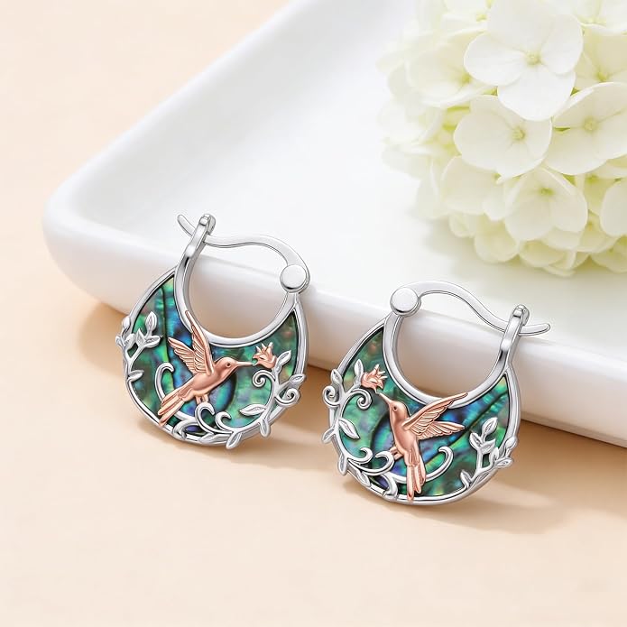 Tree of Life/Sunflower/Mountain/Daisy/Flower/Dragonfly/Butterfly/Earrings 925 Sterling Silver Hoop Earrings for Women
