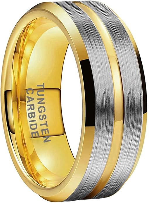 TUTISS 6mm 8mm Silver/Black/Blue/Gunmetal/Gold/Rose Gold Tungsten Rings for Men Women Fashion Engagement Wedding Bands Matte Finish Beveled Edges Comfort Fit