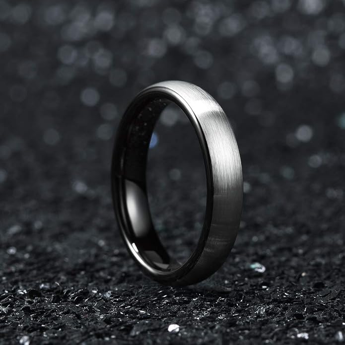 King Will Wedding Band for Men Women, 2/4/6/7/8mm Domed Matte Brushed Tungsten Carbide Rings, Solid/Dual Color Engagement Rings, Comfort Fit