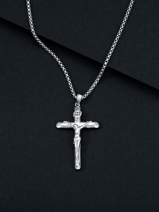 KXJ S925 Sterling Silver Black Cross/Best Dad/Baseball Bat/Silver Cross/Ankh Cross/Crucifix with 22+2 Inches Stainless Steel Rolo Chain Cross Necklace for Men Women Christian Religious Jewelry Gifts