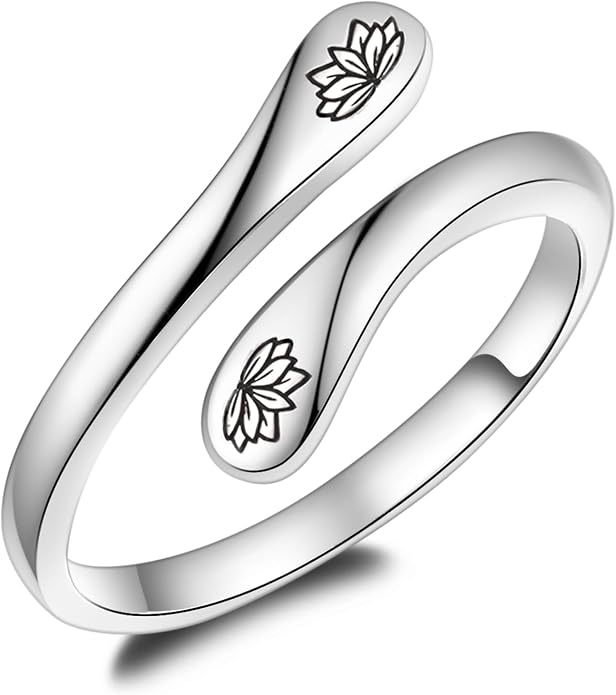 Fookduoduo 925 Sterling Silver Ring Inspirational Jewelry adjustable Wrap Open Rings for Women
