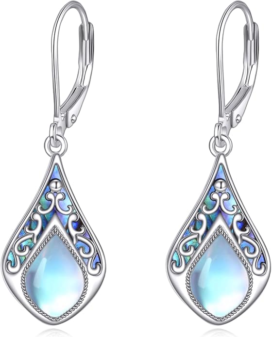 Abalone Shell Dangle Drop Earrings for Women 925 Sterling Silver Filigree Bohemian Earrings Jewelry Gift