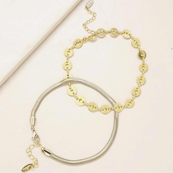 Ettika Anklets for Women. Anklet, 18k Gold or Rhodium Plated. Ankle Bracelets for Women, Jewelry