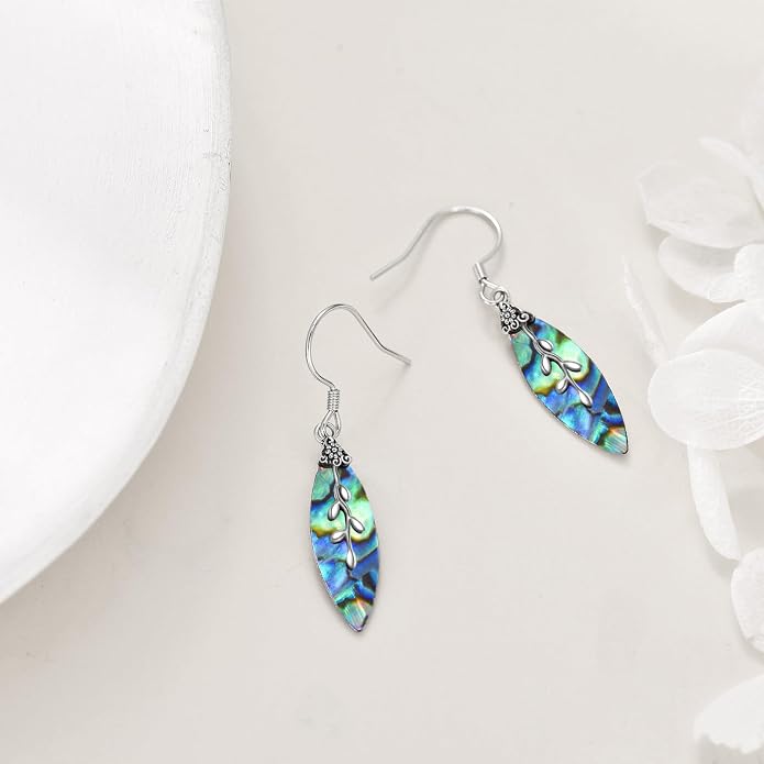 POPLYKE 925 Sterling Silver Tree of Life Dangle Earrings for Women Fashion Abalone Shell Jewelry Gifts for Mom Sister Friend Birthday